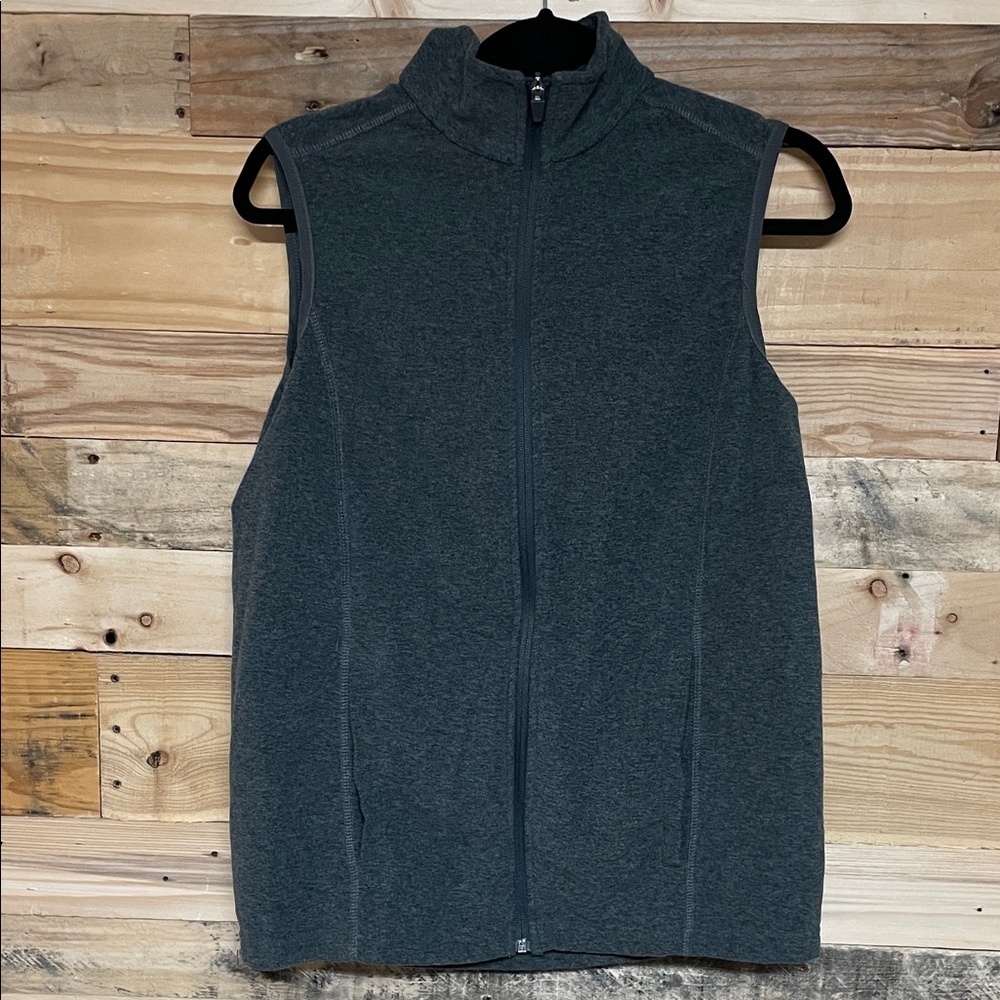 Lands' End size Small Charcoal Super Soft Fleece Zip-Up Vest with Pockets